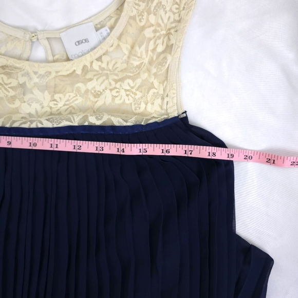 Asos Maternity Ivory Lace Navy Accordion Dress size 10 - Picture 5 of 8